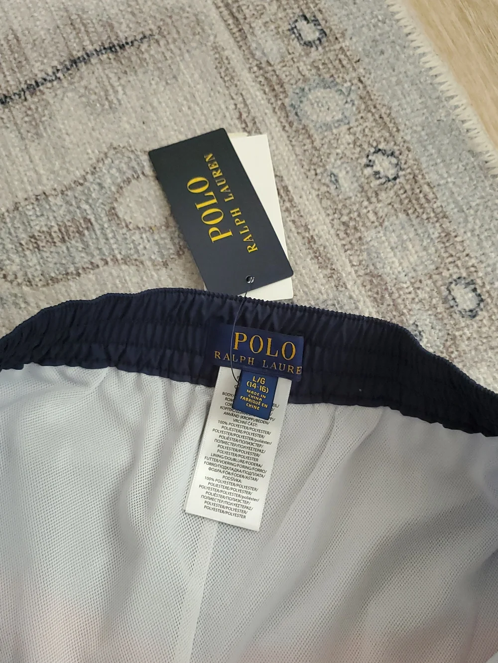 NWT Polo Ralph Lauren Teen Boys Striped Swim Trunks Swimsuit SzL (14-16)